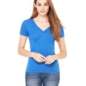 Ladies' Triblend Short-Sleeve Deep V-Neck T-Shirt