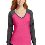 Ladies Game Long Sleeve V Neck T-Shirt