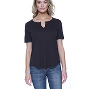 Ladies' 4.3 oz., CVC  Slit V-Neck T-Shirt