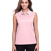 CrownLux Performance® Ladies' Plaited Tipped Sleeveless Polo