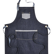 Unisex Domain Contrast Denim Bib Apron