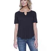 Ladies' Cotton/Modal Slit V-Neck