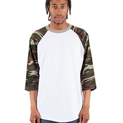 Adult 8.9 oz., 3/4-Sleeve Camo Raglan T-Shirt