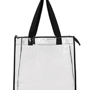 OAD Clear Tote w/ Gusseted And Zippered Top