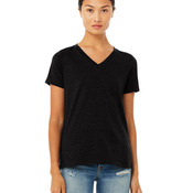 Ladies' Relaxed Heather CVC Jersey V-Neck T-Shirt